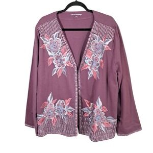 Soft Surroundings Purple Embroidered Jacket